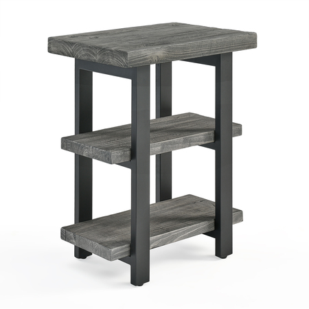 ALATERRE FURNITURE Pomona Metal and Wood 2-Shelf End Table, Slate Gray AMBA02SG